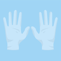 Vector Illustration of Transparent Medical Gloves, equipment or property in the medical field, rubber clothing for protection against bacteria and viruses, flat art design style.  
