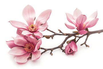 Naklejka premium Magnolia Isolated on White Background. Beautiful Magnolia Flower