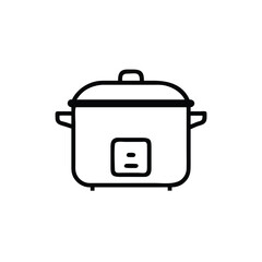 Rice Cooker Line Art Black And White Kitchen Appliance Illustration