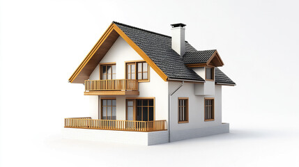 modern residential house with wooden accents and chimney