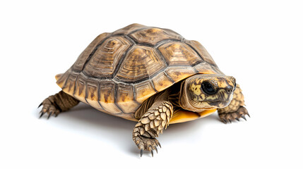 Fototapeta premium Yellow-footed tortoise, studio shot, white background, reptile pet