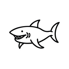 Minimalist Shark Outline Illustration Of Marine Animal With Sharp Teeth And Fins