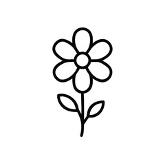 Simple Daisy Flower Outline Vector Illustration Isolated On White Background
