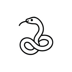 Minimalist Snake Vector Illustration With Tongue Out In Black And White