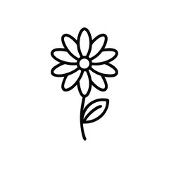Simple Daisy Flower Icon Vector Illustration In Black And White Style