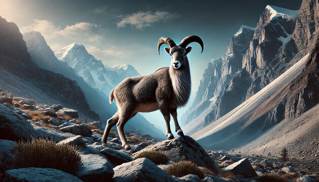 A majestic bharal in mountains