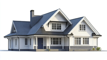 modern residential house with gabled roof and white siding