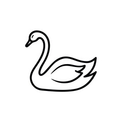 Elegant Swan Outline Design Graceful Aquatic Bird Vector Illustration Simple Black Line