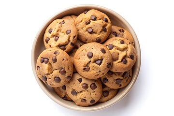 Delicious chocolate chip cookies in a bowl