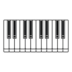 Naklejka premium Piano Keys Line Art, Silhouette, Vector, Icon, Logo, White Background.
