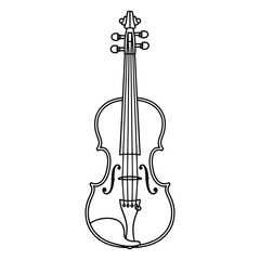 Fototapeta premium Violin Line Drawing, Silhouette, Vector, Icon, Logo, White Background.