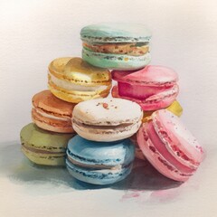 Fototapeta premium Colorful macarons stacked together creatively
