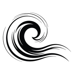 Abstract Wave Line Art, Silhouette, Vector, Icon, Logo, White Background.