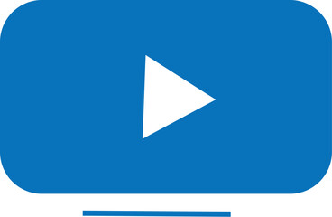 blue play button and vedio icon with white background 