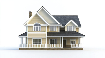 Two story house with porch and gable roof design