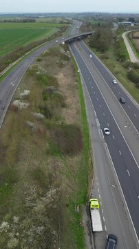 High Angle Footage of Countryside Landscape at Village of Coventry City of England United Kingdom. Aerial View Was Captured with Drone's Camera During Clear Sunny Day of March 30th, 2024