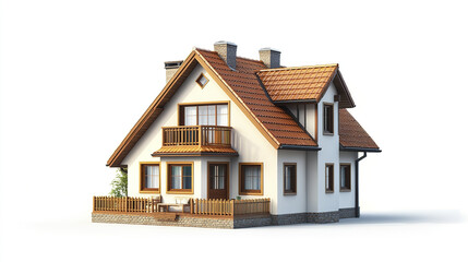 Charming house with red roof and wooden accents, perfect for family living