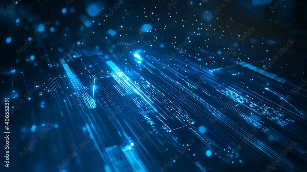 Poster futuristic technology abstract background with data stream visualization