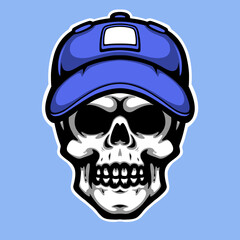 Skull vector with hat featuring bold lines and modern style. Ideal for gothic fashion, tattoo art, streetwear branding, and music visuals.