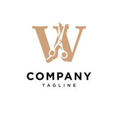 Letter W Barber Scissor Logo Icon Vector