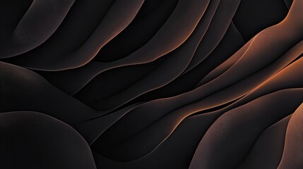 Obraz premium Abstract Black and Orange Background: Modern, Fluid Wave Patterns with Elegant Shadows and Textures