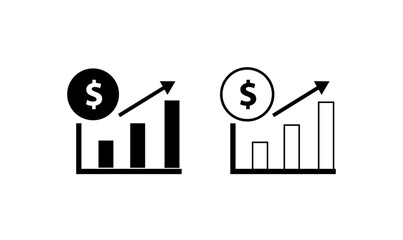 business graph icon, business growth graph icon set, investment growth icon set, vector