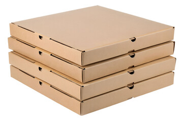 Stack of Brown Cardboard Pizza Boxes