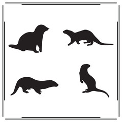 Otters silhouette, Otters illustration , Otters clipart, Otters vector , Otters icon , black Otters, Otters illustration on white background, Otters vector illustration ,