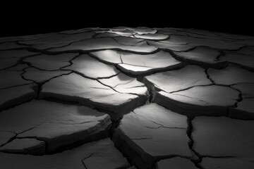 Cracked earth, illuminated by unseen light