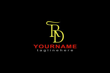 Simple and unique RD letter logo in yellow color suitable for printing company logo design, books, beauty, decoration, interior design, wedding decoration, salon, beauty makeup