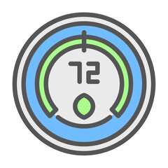 thermostat filled outline icon. smart home color line illustration.