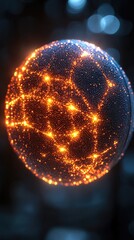 Molten sphere, fractured surface, glowing core