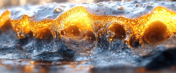 Golden, Liquid, Abstract Landscape