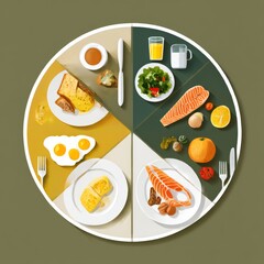 3D Isometric Flat Vector Conceptual Illustration of Healthy Eating Plate, Nutritional Recommendations for Balanced Diet