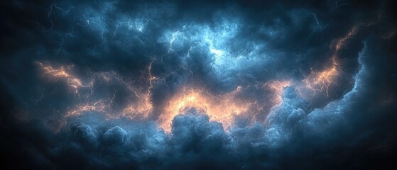 Moody clouds illuminated by soft golden light