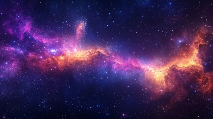 Fototapeta premium Vibrant Nebula in Deep Space with Pink Purple and Orange Hues