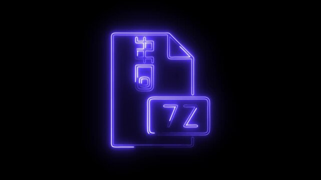 Glowing neon 7z icon isolated on black background. HD Video motion graphic animation