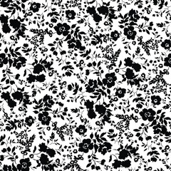 small Seamless Floral Pattern on black  background