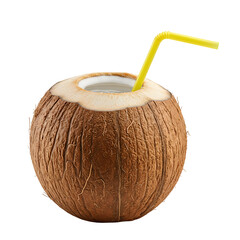 Coconut Water in a Real Coconut with Straw