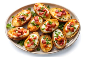 Appetizing Baked Potato Skins with Salsa Topping