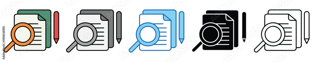 Poster audit icons set – editable vector icons in multiple styles