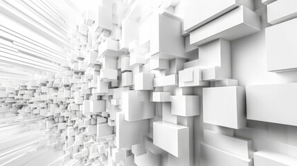 Naklejka premium Abstract White Cubic Structure 3D Rendering