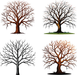Bare Tree Black Silhouette Vector Art for Nature and Graphic Design