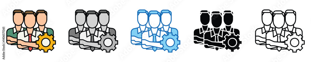 Poster collaboration icons set – editable vector icons in multiple styles