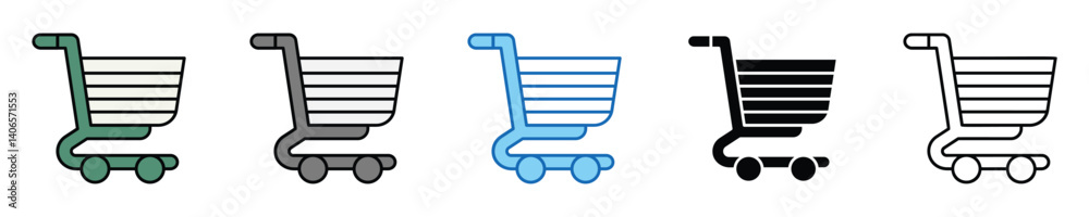 Poster commerce icons set – editable vector icons in multiple styles