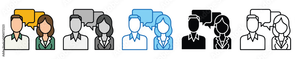 Poster communication icons set – editable vector icons in multiple styles