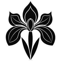 Black vector flower and fan symbol illustration