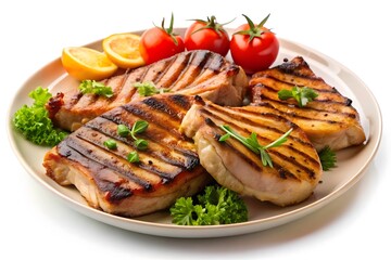 Delicious Grilled Chicken Breast with Garnishes on a Plate