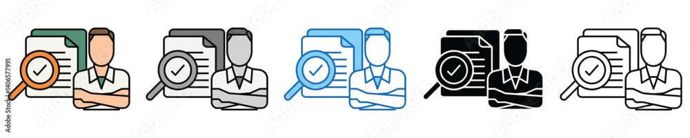 Poster evaluation icons set – editable vector icons in multiple styles