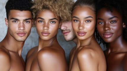 Obraz premium Diverse models showcasing healthy, glowing skin
